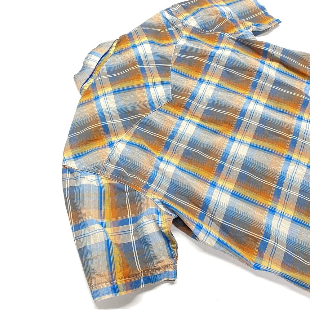 Wrangler Retro Western Mens Medium M Brown Plaid Pearl Snap Short Sleeve READ - Picture 9 of 12